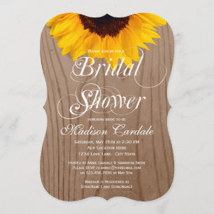 Invitación La ducha nupcial de madera del granero del girasol