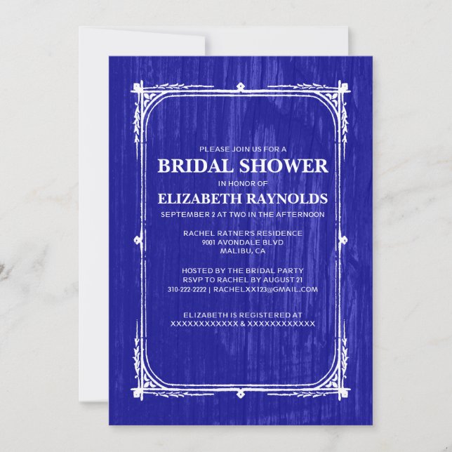 Invitación La ducha nupcial de madera del granero occidental (Anverso)