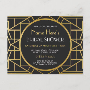 Invitación la ducha nupcial del fiesta de Gatsby del art déco