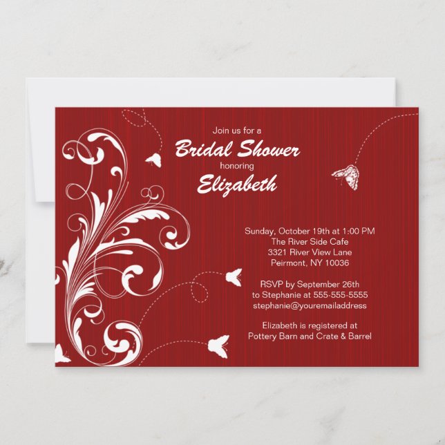 Invitación La ducha nupcial del flourish de la mariposa (Anverso)