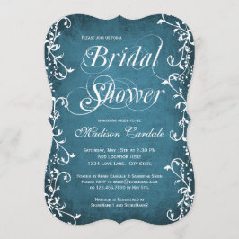 Invitación La ducha nupcial del Flourish elegante azul del