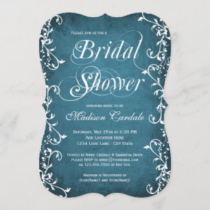 Invitación La ducha nupcial del Flourish elegante azul del