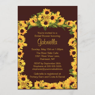 Invitación La ducha nupcial del marco elegante del girasol