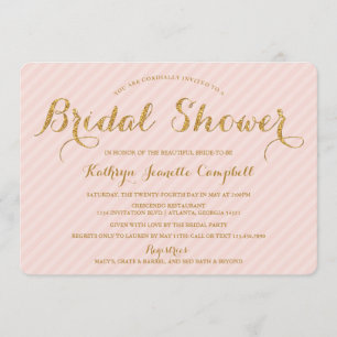 Invitación La ducha nupcial del purpurina glamoroso del oro