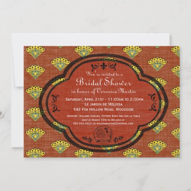 Invitación La ducha nupcial del sur de Francia Provencal (Anverso)