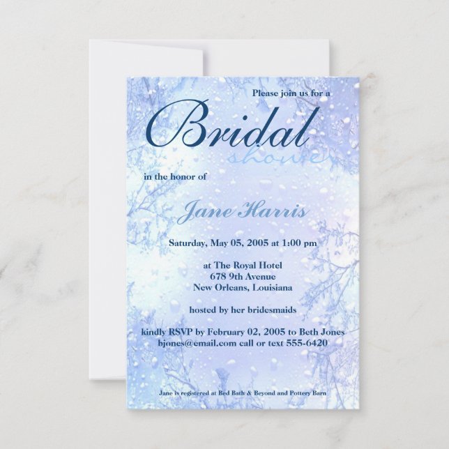 Invitación la ducha nupcial elegante de los azules claros del (Anverso)