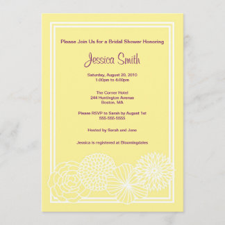 Invitación La ducha nupcial floral amarilla moderna invita