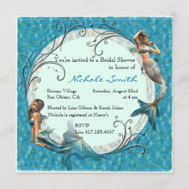 Invitación La ducha nupcial floral azul verde azulada de la