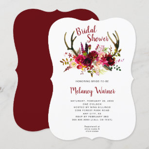 Invitación La ducha nupcial floral de moda de Boho Borgoña