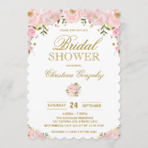 La ducha nupcial floral del oro rosado elegante de