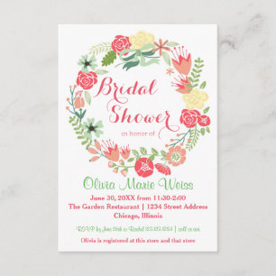 Invitación La ducha nupcial floral rosada del círculo