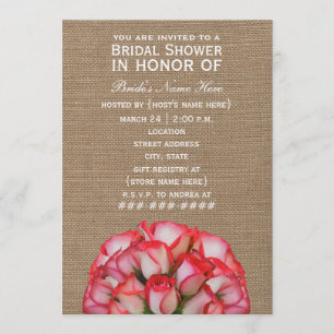 Invitación La ducha nupcial inspirada arpillera de los rosas