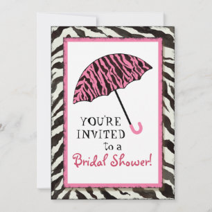 Invitación La ducha nupcial invita a la cebra, paraguas de n