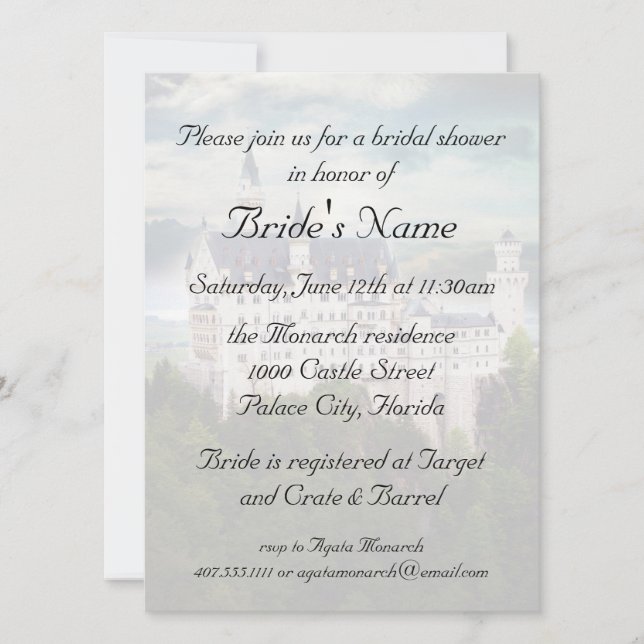 Invitación La ducha nupcial, se escuda la boda temática (Anverso)