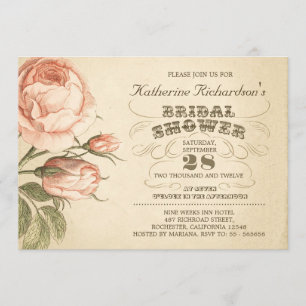 Invitación la ducha nupcial tipográfica color de rosa rosada