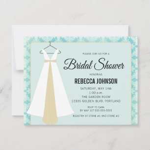 Invitación La ducha nupcial verde azulada del vestido del