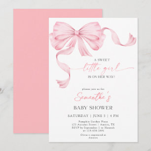 Invitación La dulce niña pequeña Bow Coquette Border Baby Sho