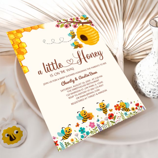 Invitación La dulce pequeña miel está en camino Ducha bebé (Subido por el creador)