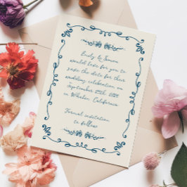 Invitación La dulce y caprichosa boda manuscrita salva la fec