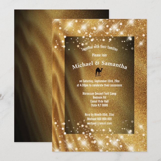 Invitación La duna del camello del desierto enarena casarse (Anverso / Reverso)