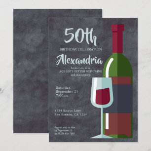 Invitación La Edad Mejora Con La Fiesta De Cumpleaños Del Vin