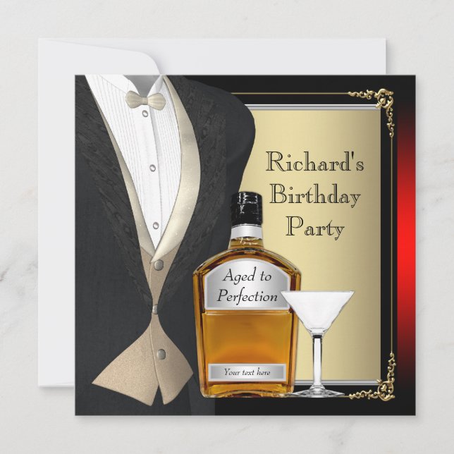 Invitación La edad roja y negra para la fiesta de cumpleaños  (Anverso)