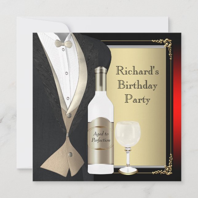 Invitación La edad roja y negra para la fiesta de cumpleaños  (Anverso)