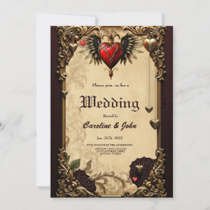 Invitación La elegancia y el misticismo del corazón gótico