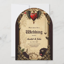 Invitación La elegancia y el misticismo del corazón gótico