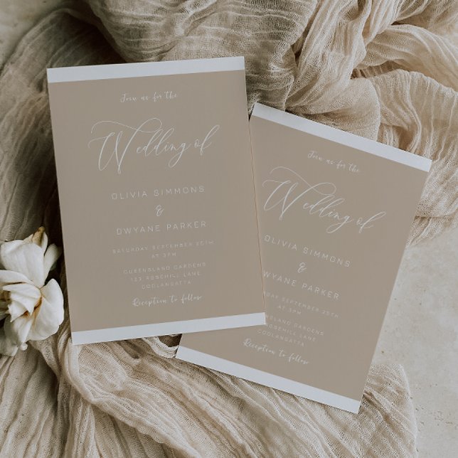 Invitación La elegante boda elegante estilo beige moderno (Subido por el creador)
