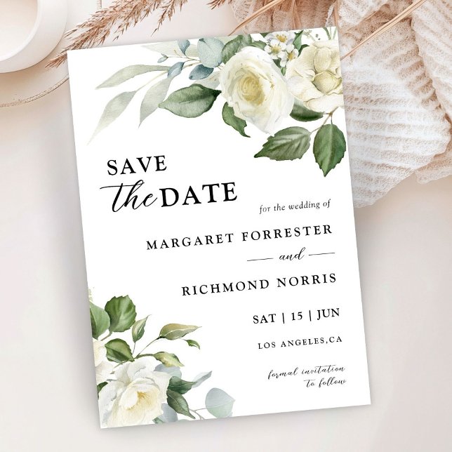 Invitación La elegante boda floral de la Rosa Blanca salva la (Subido por el creador)