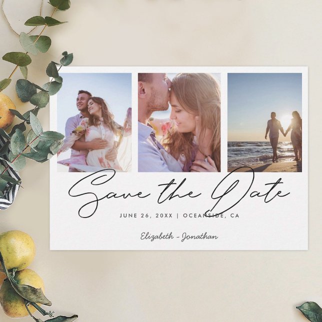 Invitación La elegante boda moderna del collage de fotos salv (Subido por el creador)