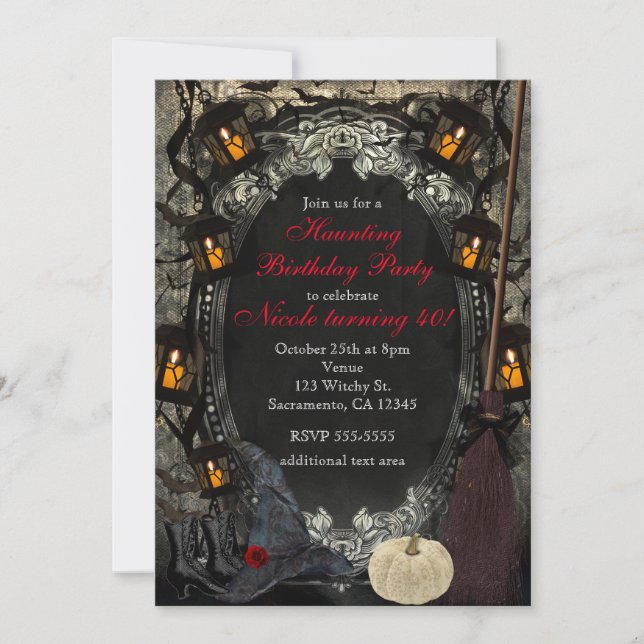 Invitación La Elegante Bruja Fiesta de Cumpleaños de Hallowee (Anverso)