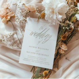Invitación La elegante caligrafía de oro de Faux el Boda de
