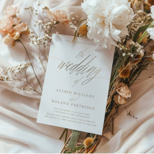 Invitación La elegante caligrafía de oro de Faux el Boda de