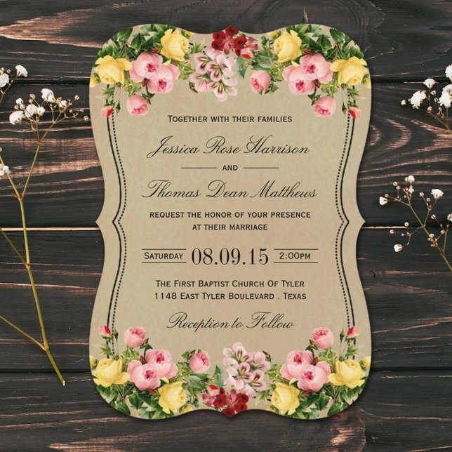 Invitación La elegante colección de Bodas florales de época (Subido por el creador)