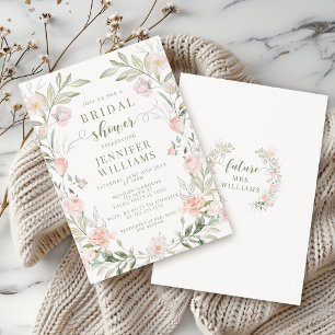 Invitación La elegante ducha de novia floral rosa de Rubor
