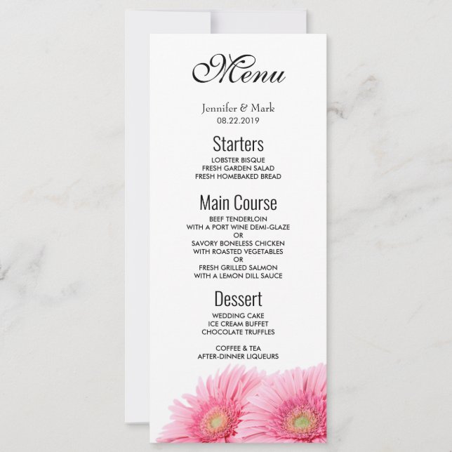 Invitación La elegante fotografía de Gerbera Rosa Daisies (Anverso)