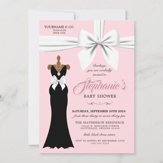 Invitación La elegante moda rosa de la etnia Tiffany Baby Sho (Anverso)