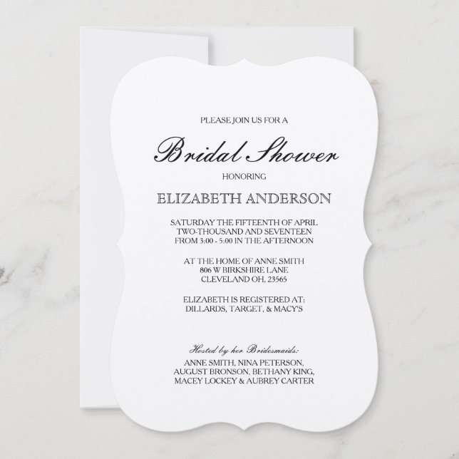 Invitación La elegante tipografía Kraft Bridal Shower (Anverso)
