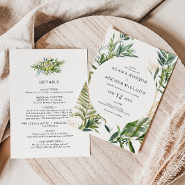 Invitación La Elegante Vegetación De Oliva, Todo En Una Invit