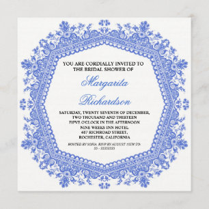 Invitación la elegante y clásica ducha de matrimonio damasco 
