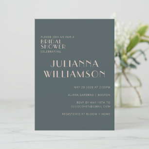 Invitación La elegante y minimalista ducha de novia Verde azu