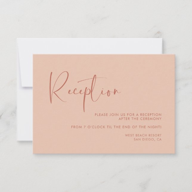 Invitación La elegante y moderna recepción de bodas de Peach (Anverso)