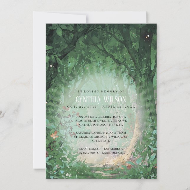 Invitación La encantada celebración de la vida en el funeral  (Anverso)