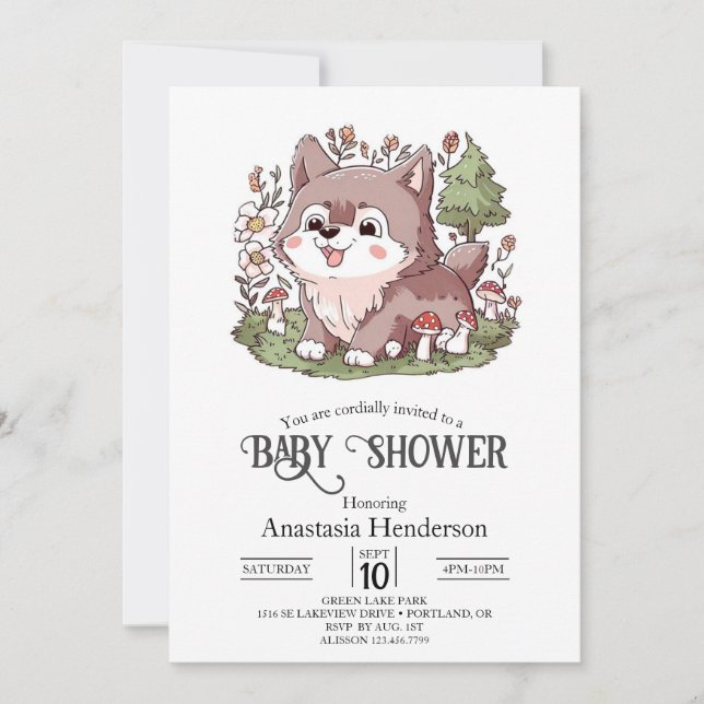 Invitación La encantadora Baby Shower de Wolf (Anverso)
