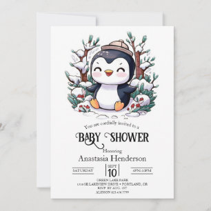 Invitación La encantadora Bonito Penguin Baby Shower