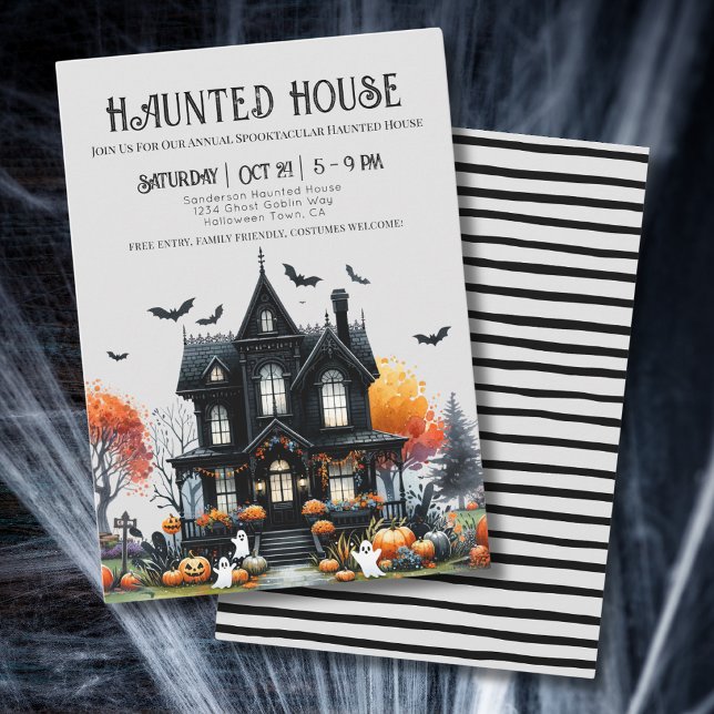 Invitación La encantadora casa de Halloween (Spooky Halloween Haunted House Invitation)