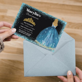 Invitación La encantadora Purpurina turquesa Princesa Quincea