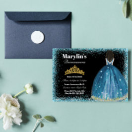 Invitación La encantadora Purpurina turquesa Princesa Quincea